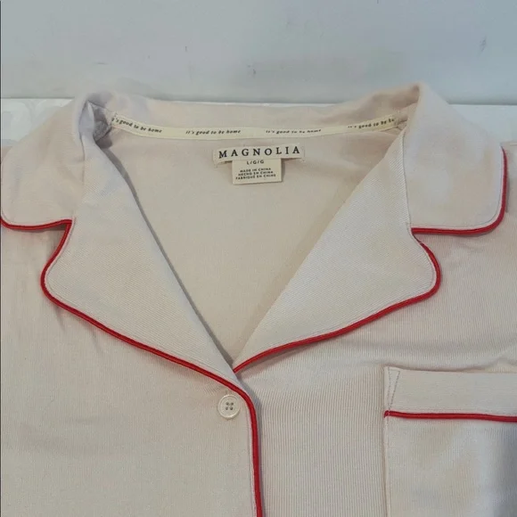 Magnolia Cream Pajama Set with Red Trim - Picture 4 of 16